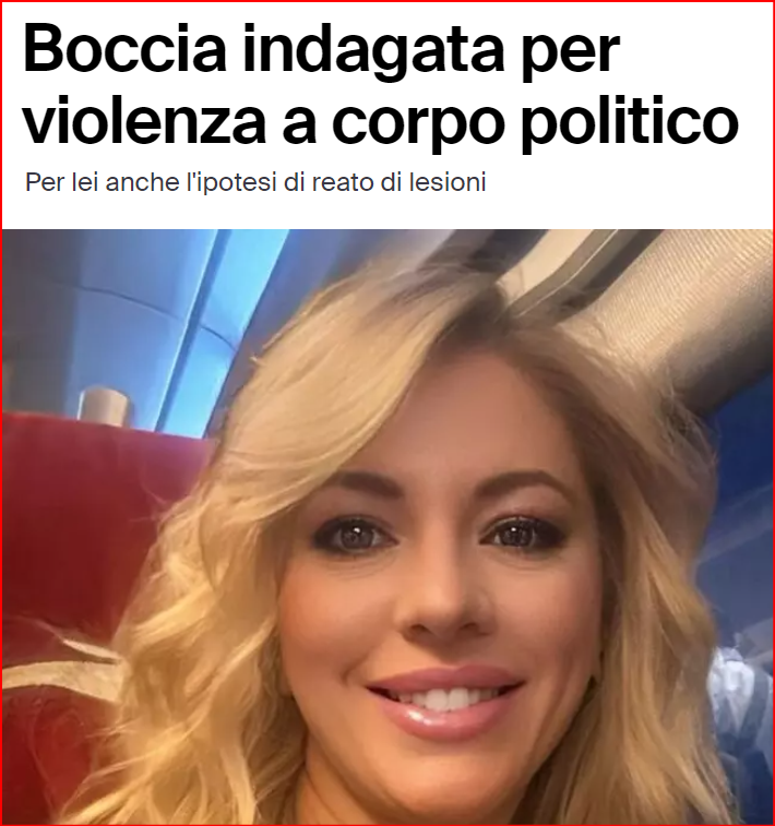 Boccia indagata per violenza a corpo politico Per lei anche l'ipotesi di reato di lesioni